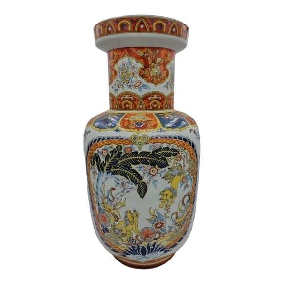 Vintage Beken Chinese Mythical Fu Dog Large Glass Vase - Picture 1 of 16